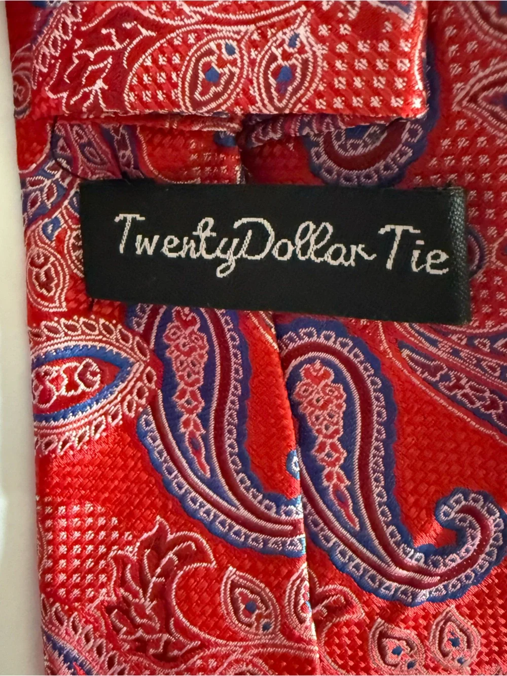 Twenty Dollar Tie Red Paisley Necktie 100% Silk Hand Made